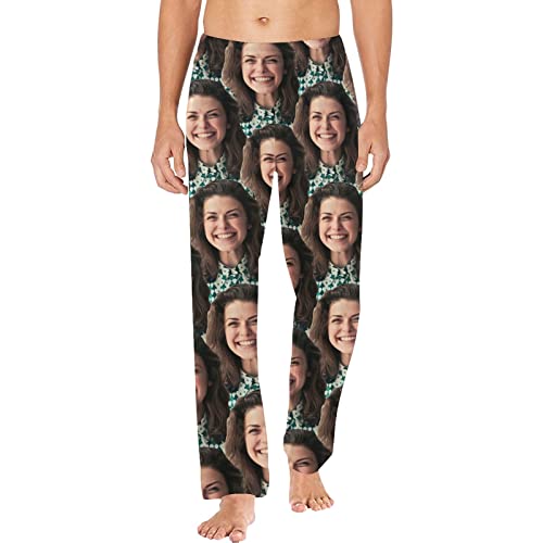 Customized Pajama Pants for Men Funny Personalized Face Photo Sleep Pj Pants, Custom Printed Lounge Pants for Husband