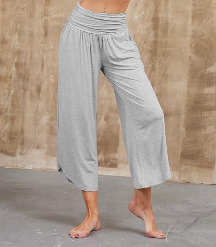 WiWi Women's Lounge Pants Wide Leg Yoga Bottoms Soft High Waist Sweatpants with Pockets Viscose from Bamboo S-XXL2