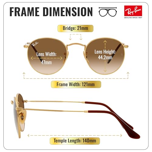 Image of Ray-Ban RB3447 ROUND METAL Round Shaped Sunglasses for Men with Official RAYBAN Eyewear Kit