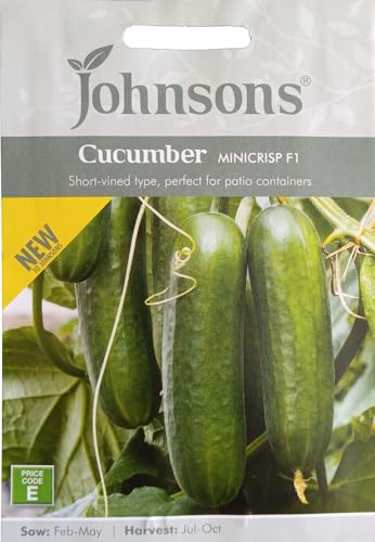 Cucumber Seeds Minicrisp F1 by Johnsons Early Long Cropping Variety for Planting UK Indoor or Outdoor Vegetable