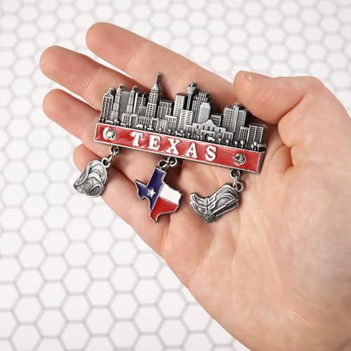 Imán de metal con skyline de San Antonio de 2.75 pulgadas miniatura 2