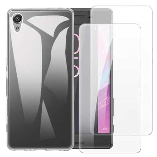 Shantime Coque avec 2 pièces Protection Compatible avec Sony Xperia XA F3111, Étui Antichoc + Verre Trempé pour Sécurité Totale(Transparent)