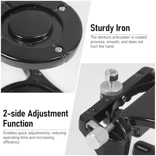 Image of Annhua Dental Articulator Lab, Adjustable Dental Magnetic Articulator with 2 Screwdrivers and 2 Steel Plates, Small Size High Precision Denture Articulator for Dental Labs - Black