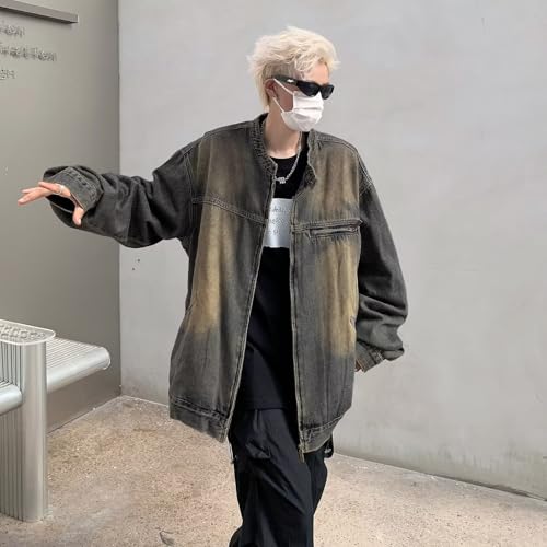 Vintage Denim Jacket for Women Oversized Jean Jacket Men Grunge Long Sleeve Cute Zip Up Y2K Coat Jacket Goth Clothes2