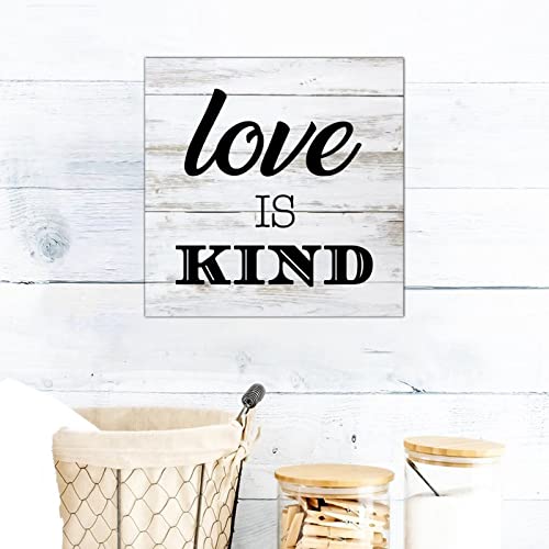 Plaque murale en bois Love is Kind 35x35 cm décor rétro - 4