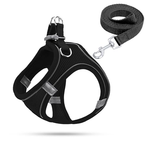 FIETODK Pettorina Cane Taglia Piccola,Pettorine Per Cani,Pettorina Per Cani Taglia Piccola,Pettorina Gatto(Nero,S)