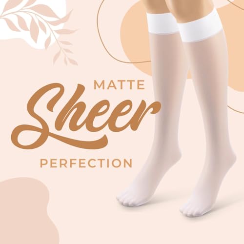 Image of Silky Toes Sheer Knee High Stockings for Women, 6 Pairs Nylon Trouser Socks ﻿With Comfort Top