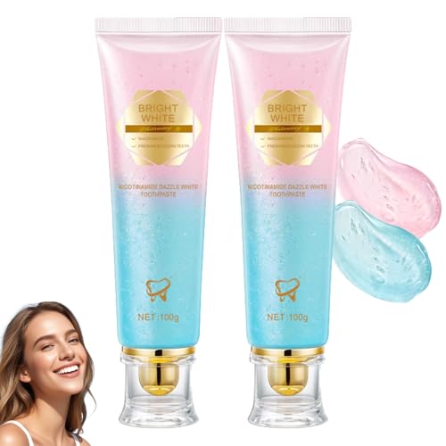 Niacinamid Whitening Zahnpasta 2 Stück Aufhellende Zahnpasta für weiße Zähne Zahncreme ohne Fluorid mit Niacinamide für gesunde Tooth & Zahnfleisch entfernt Verfärbungen frischen Atem Zähne Aufhellen