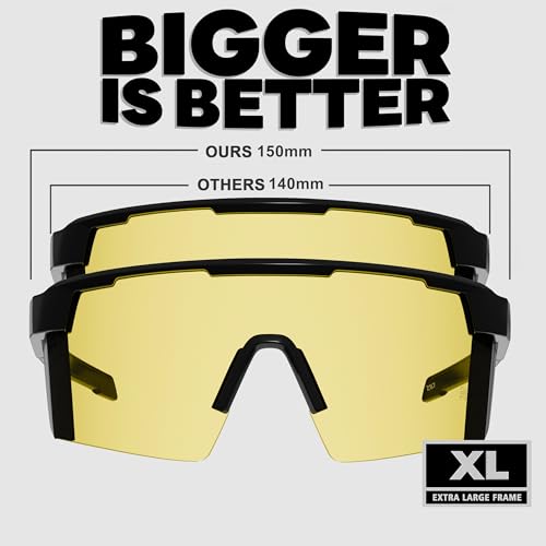 Image of WISTON XL Z87 Sunglasses for Big Wide Heads Men Women,TR90 Ultralight UV400 Protection Sun Glasses Z8224