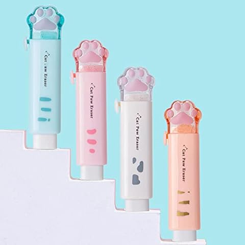 Retractable Pencil Eraser,4 Pack Cute erasers for Students Kids School Office Pencils Painting Drawing Gift Supplies Cover