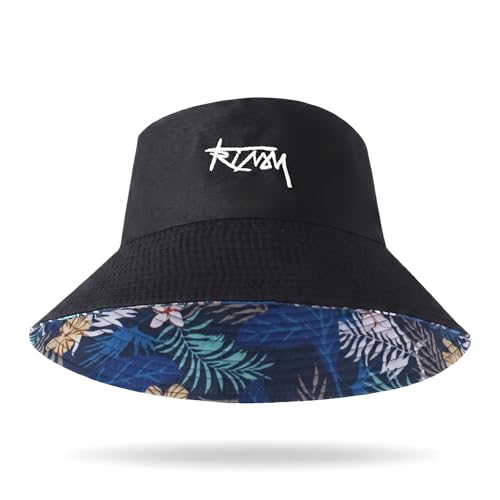 Image of Bucket Hat, Bucket Hats Men, Unisex Kangol Bucket Cotton Bucket Hats Men Uv Protection Lightweight Packable Bucket Hats 57-59cm Black for Outdoor Sports