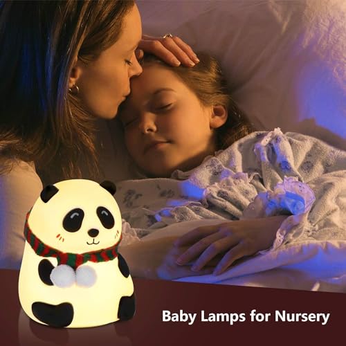 Image of DotCom Kids Night Light Lamp | Rechargeable LED Bedside for Children's Bedroom | Ideal Gift for Boys, Girls, Toddlers, and Nursery (Panda Lamp)