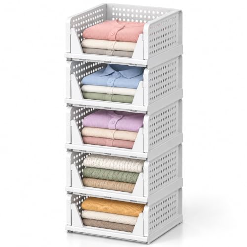 Upgraded Closet Organizers and Storage, Stackable Closet Organizer Basket