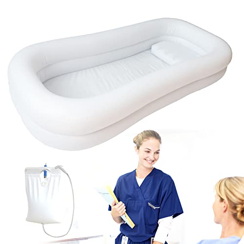 Tusauw Inflatable Bathtub Pvc Medical Inflatable Bathtub Kit With Water Bag Electric Air Pump Double Layer Portable Bedside Shower Bathtub For Elder Disabled Bedridden (Double Layer) #TOP1