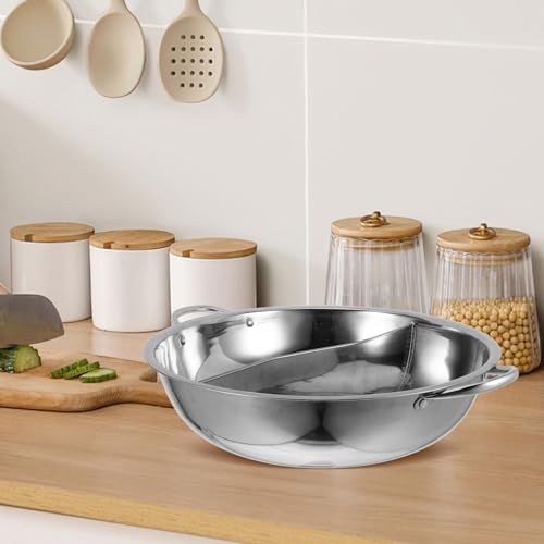 Casserole hot pot chinois en acier inoxydable argenté durable avec double compartiment - 7