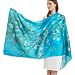 Nonakgado 100% mulberry silk scarf-women's green flower long mulberry silk neck head scarves hijab beach travel shawl wrap (YHCJ-Style 4)