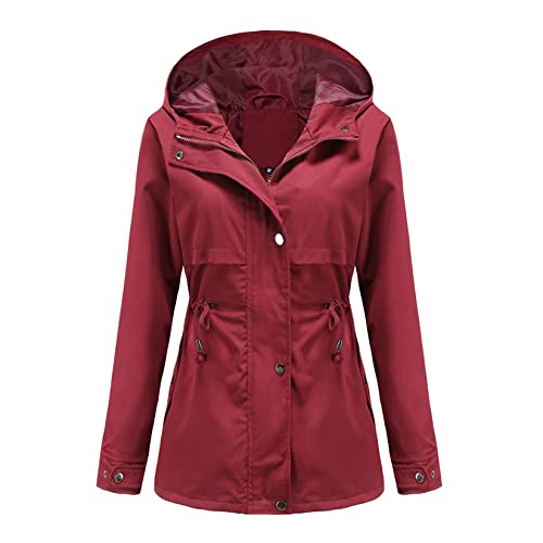 DOSLAVIDA Women's Rain Jacket Waterproof Hooded Windbreaker Lightweight Trench Coat Active Outdoor Raincoat With Hood