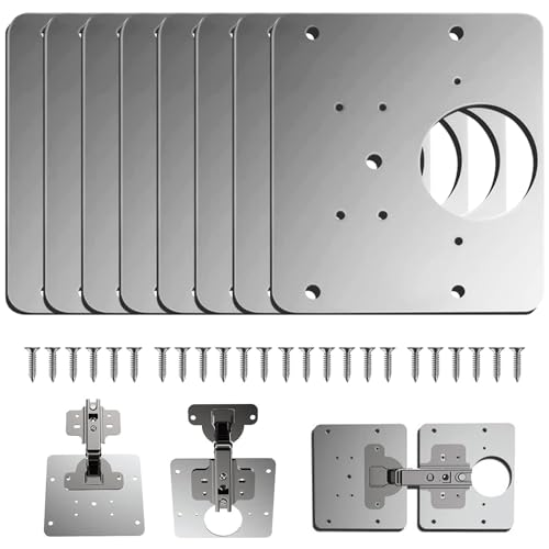 Armario placa de reparación de bisagras，reparación con tornillos de fijación para muebles de madera, cocina, armarios, muebles (8)