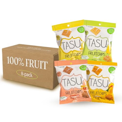 TASU Variety Dried Fruit Chips, Individual Bags, No Sugar Added, 8 Pack