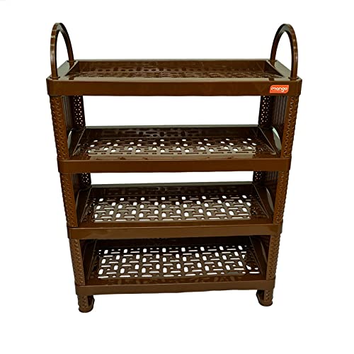 Image of Mango Multi Purpose Plastic Shelf | Shoe Rack |Book Shelf B 4T|Set of 4 Shelves (Big, Dark Beige)
