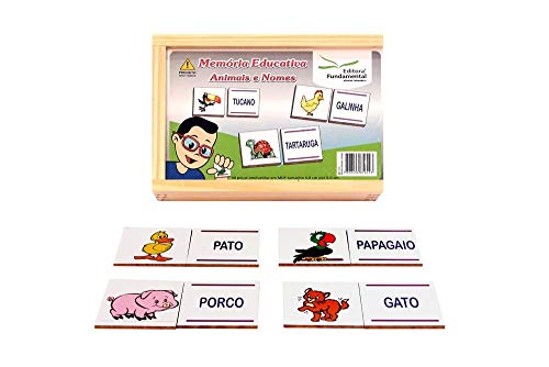Jogo Da Memória Educativa Animais E Nomes 40 Peças MDF - Fundamental