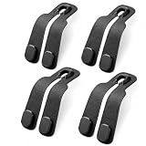 4 Leather Car Seat Hooks with Strong Buckle – Headrest Organiser for Bags