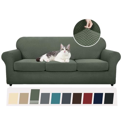 Lista de Como Hacer Verde Militar al mejor precio. 42 YEMYHOM - 4 fundas de sofá a cuadros para sofá de 3 plazas, de alta elasticidad, gruesas, para perros, mascotas, elásticas, antideslizantes, para proteger muebles de sala...