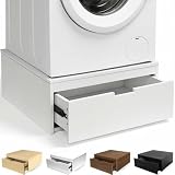 LYASIL Laundry Pedestal, Heavy Duty Wood Washer Dryer Pedestal, 27.5' Universal Fit Washer and Dryer Stand, 500 LBS Capacity (White)