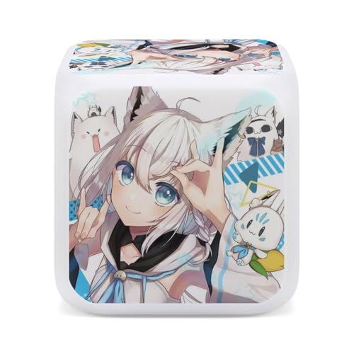 白上 フブキ 36目覚まし時計 置き時計 多機能 時間と温度の二重表示 電池式 学生 寝室やオフィスに最適