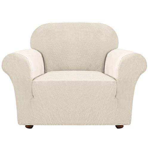 Turquoize Stretch Sofa Slipcover Chair Slipcover 1 Piece Chair Covers for Living Room Armchair Covers Slipcovers with Jacquard Fabric and Elastic Bottom Pet Furniture Protector ChairBiscotti Beige