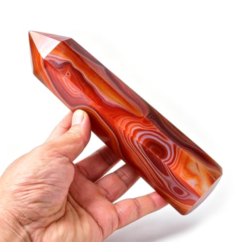 Red Banded Agate Geode Tower Obelisk Druzy Healing Crystal Stone Point Wand
