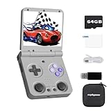 2025 New Miyoo Flip V2 Handheld Game Console 64GB,3.5-inch 640*480 IPS Screen 3000mAH Battery Portable Video Gaming Console with Storage Case retroid Pocket flip 2 Retro Gaming Console Black
