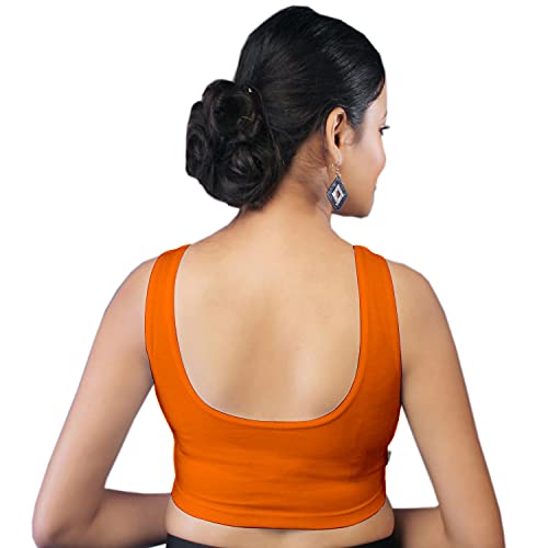Image of Abhi Cotton Readymade Saree Blouse for Women- Sleeveless, U-Neck, Regular-fit, Stretchable, Pull-on Style