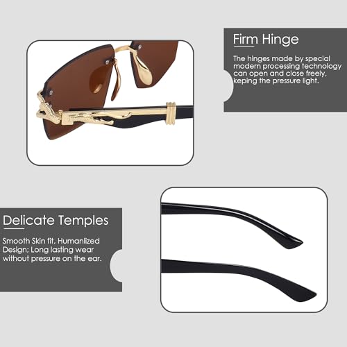 Image of Dervin UV Protected Rectangular Rimless Sunglasses for Men and Women