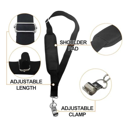 Image of Shoulder Strap for EGO String Trimmer, Leaf Blower, Multi Head System - Durable Nylon and Metal-Clip Compatible with Greenworks String Trimmer, Leaf Blower, Shrub Trimmers - Black