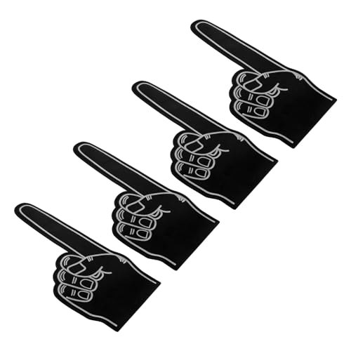 Doigt en mousse géant PATIKIL 18 pouces lot de 4 mains EVA pour match de football noir