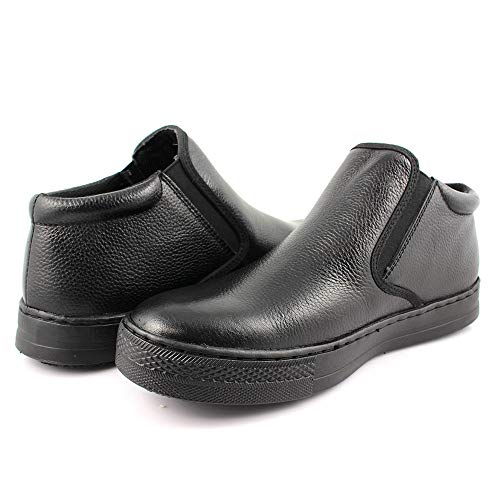 Laforst Mens 3550 Work Slip Resistant Tumble Leather Slip On Server Flats Black 12