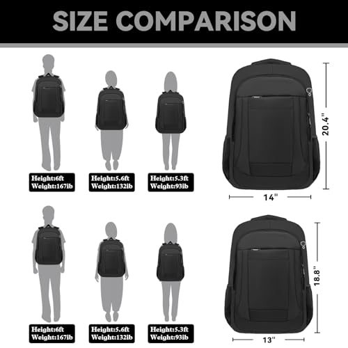 Image of Extra Large Travel Laptop Backpack, 18.4 Inch Laptop Backpack Airline Approved, Business Anti Theft Sturdy Work Computer College High School Backpack Bag Fits 18 Inch Notebook for Men Women, Black