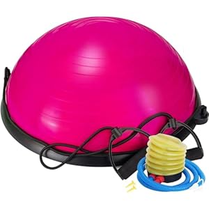 Half Balance Ball Trainer, Balance Beam for Core Exercise Equipment, Core Strength and Fitness, Includes Resistance Bands and Pump, Ideal for Home Gym Workout