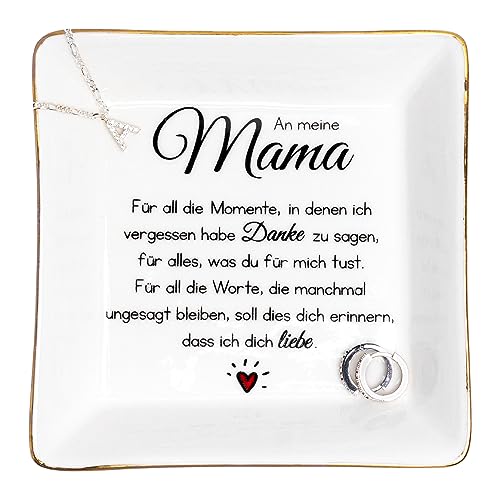 Darlena Mama Dekoschale | Mama Geschenk Geburtstagsgeschenk | Schmuckschale Schmucktablett mit Spruch | Danke Geschenke für Mama zum Geburtstag Muttertag oder Weihnachten