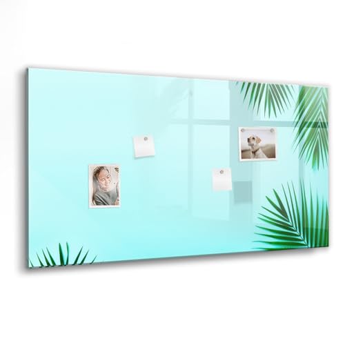 Tableau mural en verre haut de gamme 120x60 motif feuilles tropicales