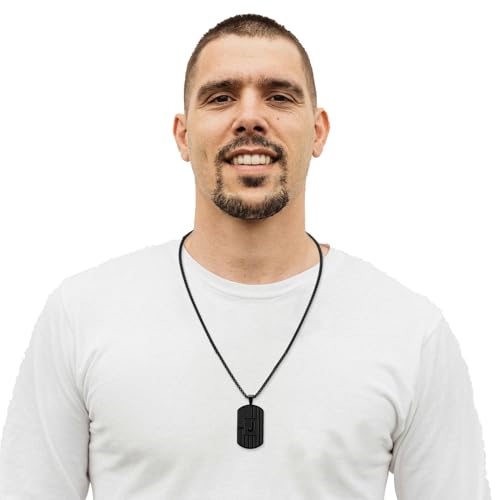 RWQIAN American Flag Initial Dog Tag Necklace for Men Boys, Stainless Steel Letter A-Z with 24 Inch Chain Military Pendant Jewelry Gift for Valentine's Birthday Christmas Anniversary Fathers Day2