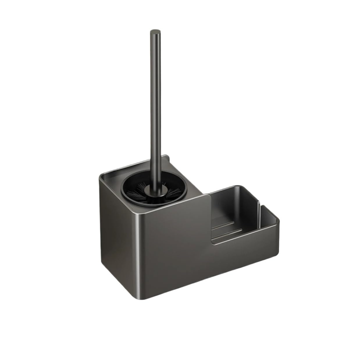 Toilet Brush Bathroom Wall Mounted Aluminium Toilet Brush with Storage Holder(Black)