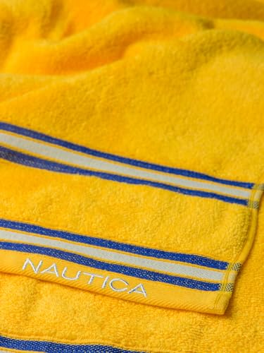 Image of NAUTICA Super Soft Zero Twist 100% Cotton Towel -4pc Face Towel (Vintage Crew Stripe) solid-yellow-500 GSM