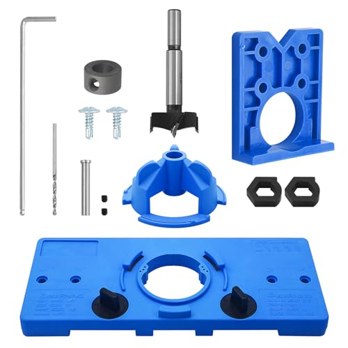 Kaelah Scharnier-Bohrschablone Topfscharnier Schablone Set Tür-Lochsäge Schablone Scharnier Ø35mm Bohrschablone mit Bohrlochabstand 46/48/52mm