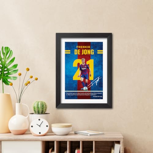 Image of TenorArts Frenkie de Jong Quotes Poster Frame Barcelona Laminated Photo Framed Painting with Matt Finish Black Textues (12 inches x 9inches)