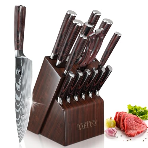 Dfito 15-Piece Knife Set with Block