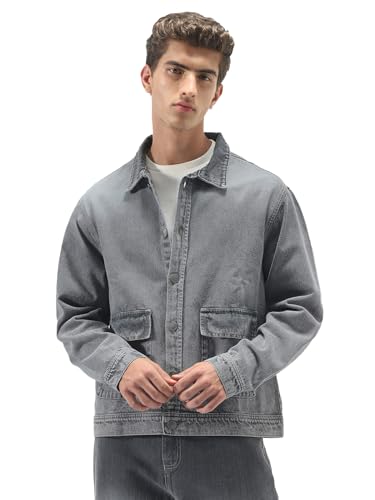 Image of Urbano Fashion Men's Relaxed Fit Full Sleeve Utility Denim Jacket