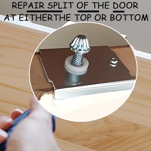 Kit de reparación para puertas plegables, herrajes para armarios con soportes superior e inferior para puertas de 1-3/8 pulgadas, juego de reparación en acero para puertas montadas en parte superior e inferior con tornillos y juntas (4 piezas) miniatura 3