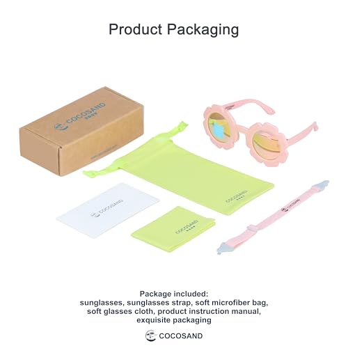 COCOSAND Toddler Sunglasses with Strap Polarized Lens Retro Flexible Flower Frame for Baby Kids Boys Girls Age 3-24 Months3